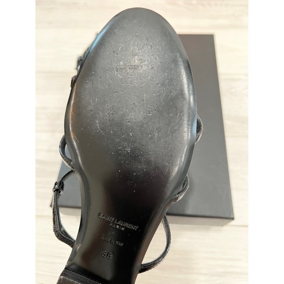 SAINT LAURENT Cassandre YSL Logo Flat Patent Leather Sandals - Picture 8 of 10